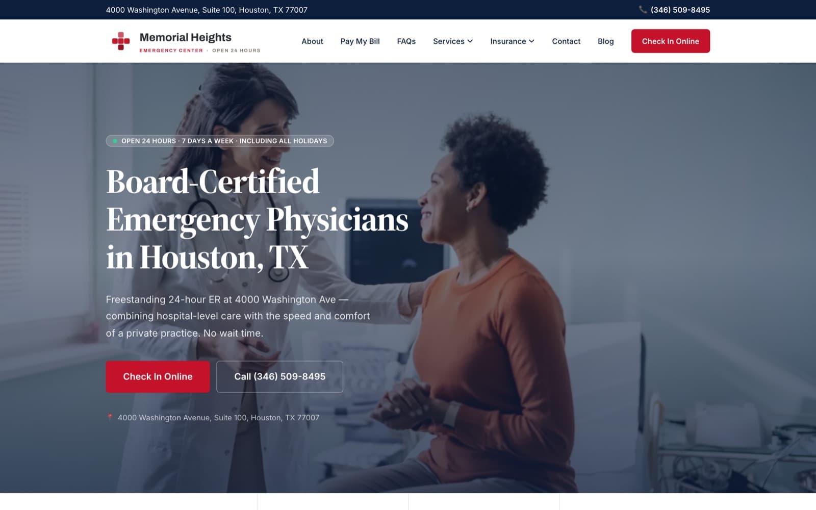 Memorial Heights Emergency Center: local-SEO-first website
